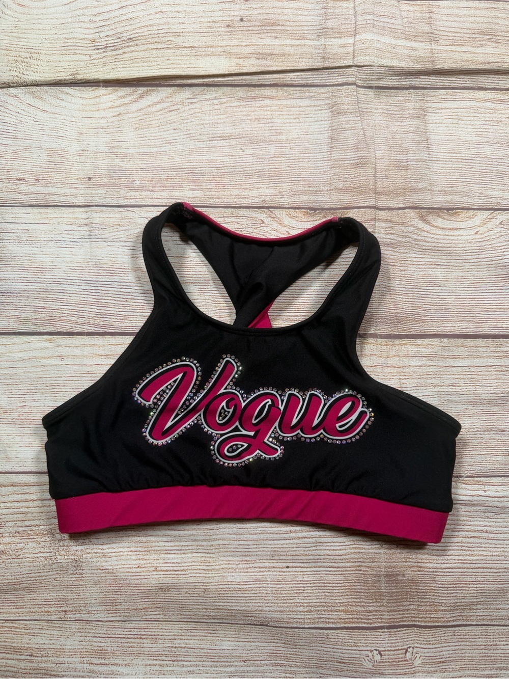 Rebel Athletic Vogue Black and Pink Girls' Dance Crop Top‎